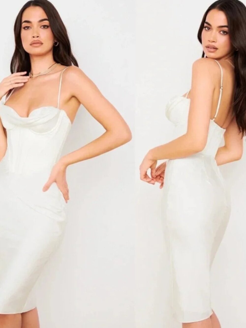 NWT House of CB Myrna Corset Satin Slipdress Medium Wedding Reception Cocktail